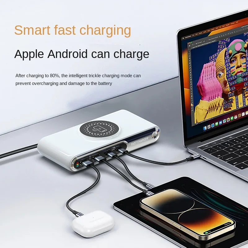 Mobile Phone Fast Charging 6-in-1 Multi-Function Charger Fast Charging 2PD Port Total Power 72W Single-port Maximum 45W Charger