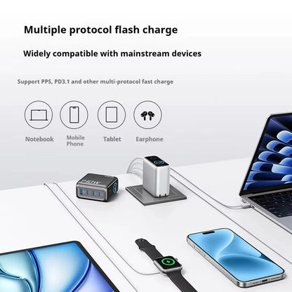 Original Anker Zolo 140W GaN Charger AI Display Screen Four-Port Fast Charge Mobile Phone Chargers Portable Phone Power Adaptor