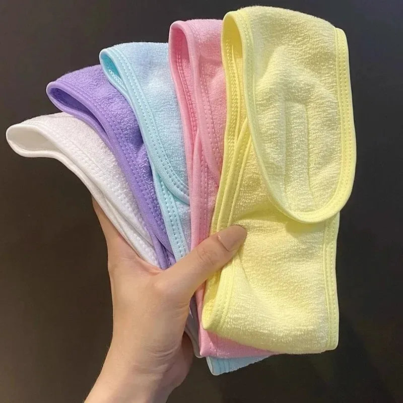 Fashion Women Wide Hairband Adjustable Makeup Wash Face Toweling Hair Wrap Headbands Face Washing Yoga Hair Make Up Accessories