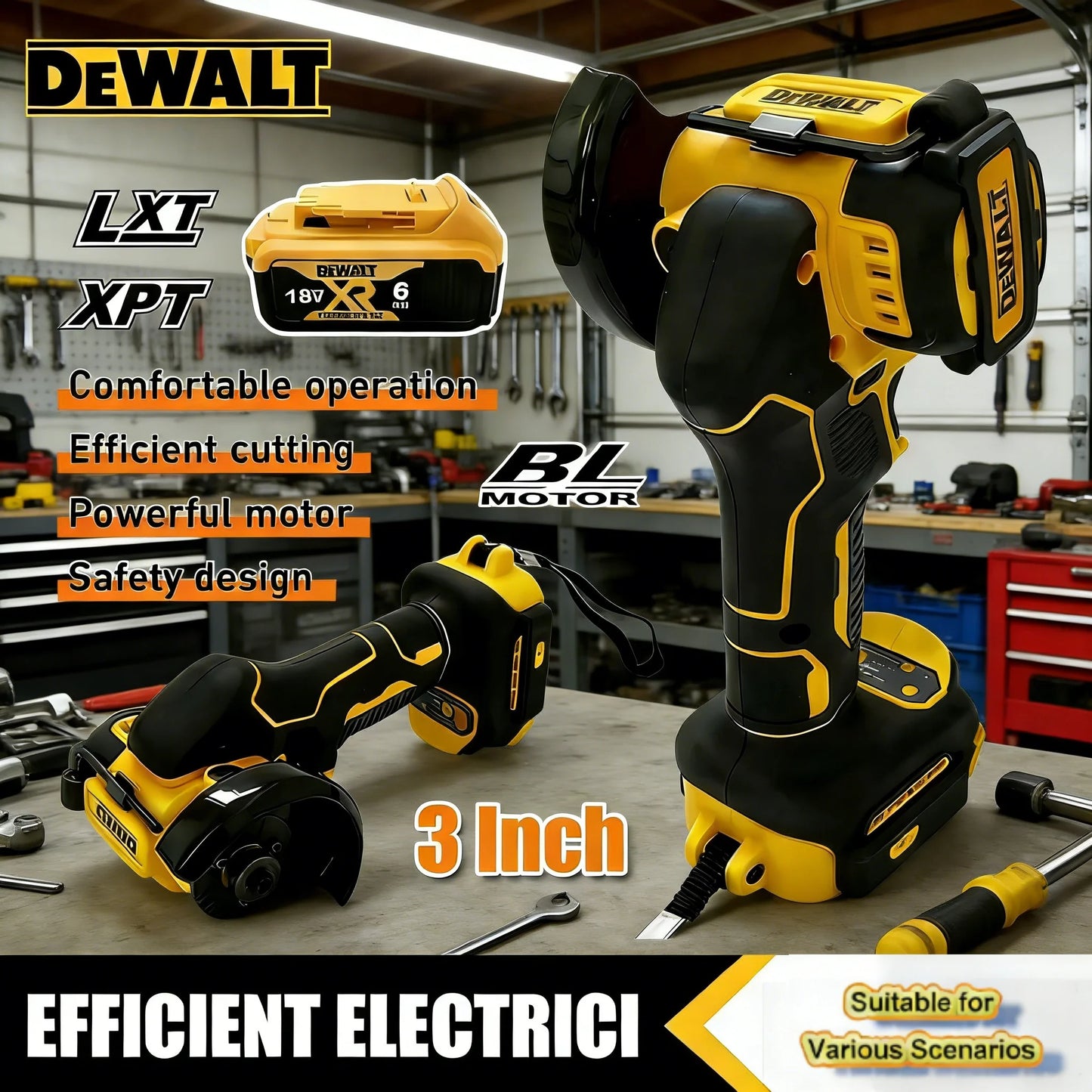 DEWALT 3 Inch Mini Angle Grinder Cordless Polishing Grinding Machine Electric Cutting Power Tools For Dewalt 20V 18V Battery