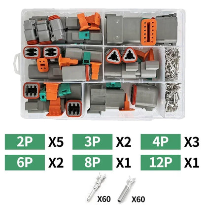 Boxed Deutsch Type DT Connector Kit Waterproof Wire DT Series Connector Set Box DT06/DT04 2/3/4/6/8/12 Pins Sealed Plug