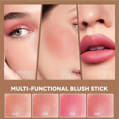 Double Head Powder Blusher Stick, Multi-use Cream Blush Stick with Sponge Tip, Long-lasting Natural Cheek Tint, Portable Makeup
