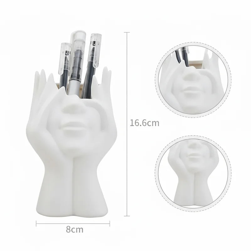 Classical Plastic Face Vase Storage Holders Creative Body Art Styling Office Organizers Multifunctional Makeup Brush Holder