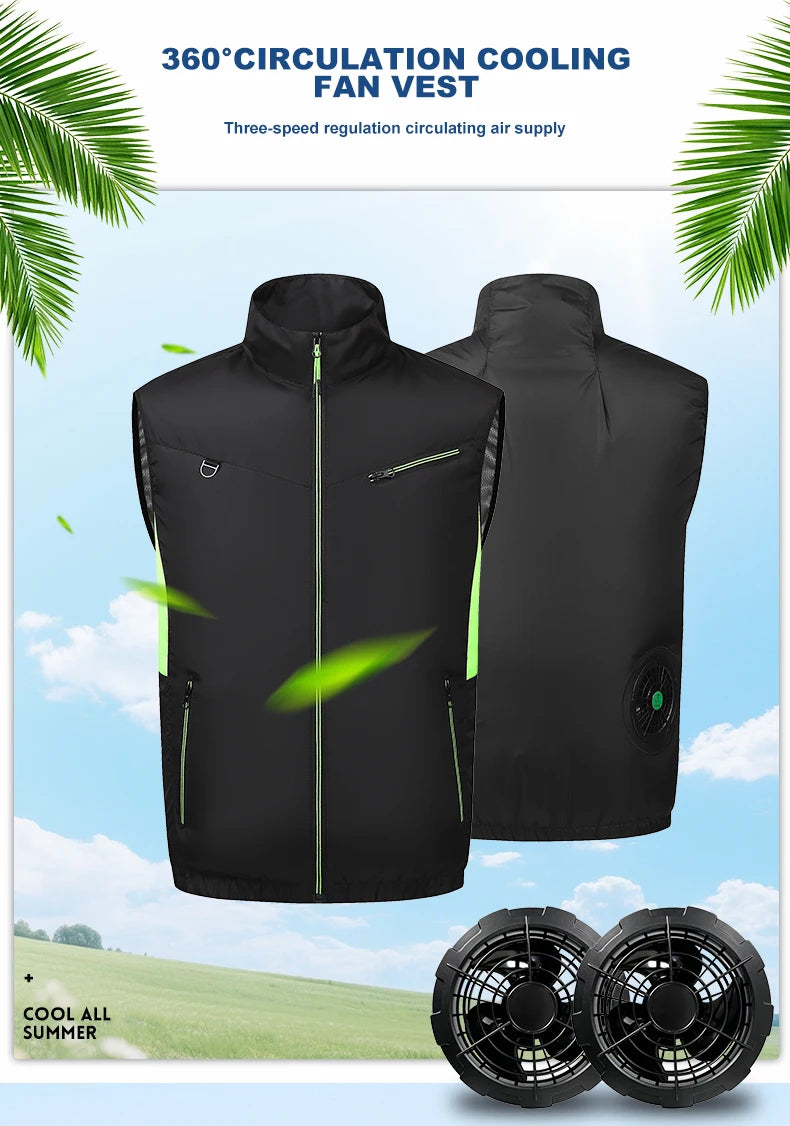Summer Cool Vest Wearable Cooling Fan Vest Air-conditioned Clothes USB Cooling For Outdoor Work Fishing Vest Camping Clothing