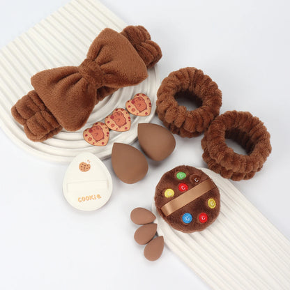Embroidered Powder Puff Headband 13-Piece Set, Suitable for Applying and Setting Makeup, Suitable for All Skin Types