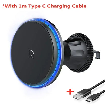 Magnetic Car Wireless Charger RGB For iPhone 13 14 15 16 17 Pro Max Macsafe Car Phone Holder Stand Mount Fast Charging Station