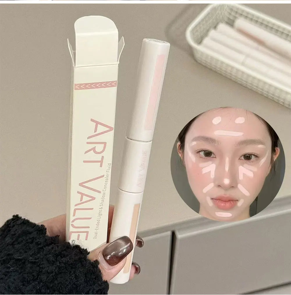 Dual End Concealer Stick Pink Liquid Brightening Contour Pen Correcting Penfor Under Eye & Face Sculpting Full Coverage Makeup