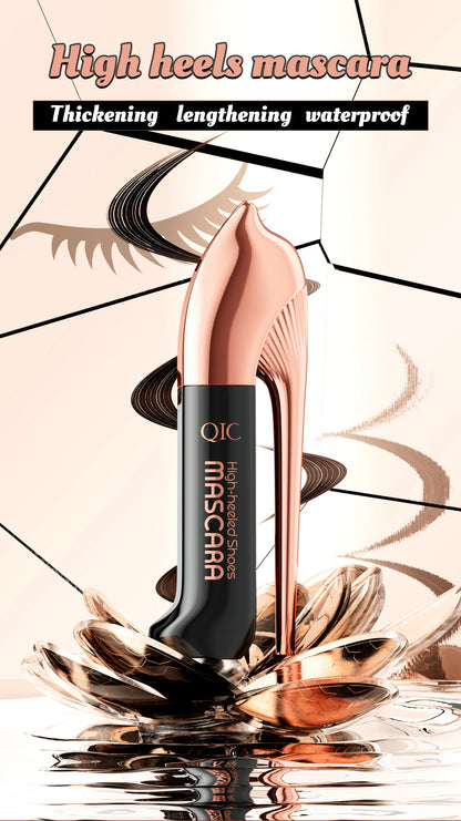 QIC High-heeled Shoes Mascara 3D Fiber Mascara, Long Black Volumizing Eyelash Extension, Waterproof Eye Makeup Tool
