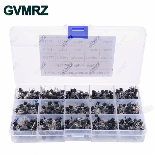 600PCS 15Value x 40Pcs Transistor TO-92 Assortment Box Kit Transistors 2N2222 2N3904 2N3906 C945 S8050 Direct-plug triode box
