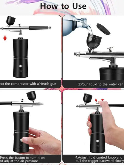 Portable Airbrush With Compressor Kit For Beauty Nail Art Cake Decorating Makeup Model Painting