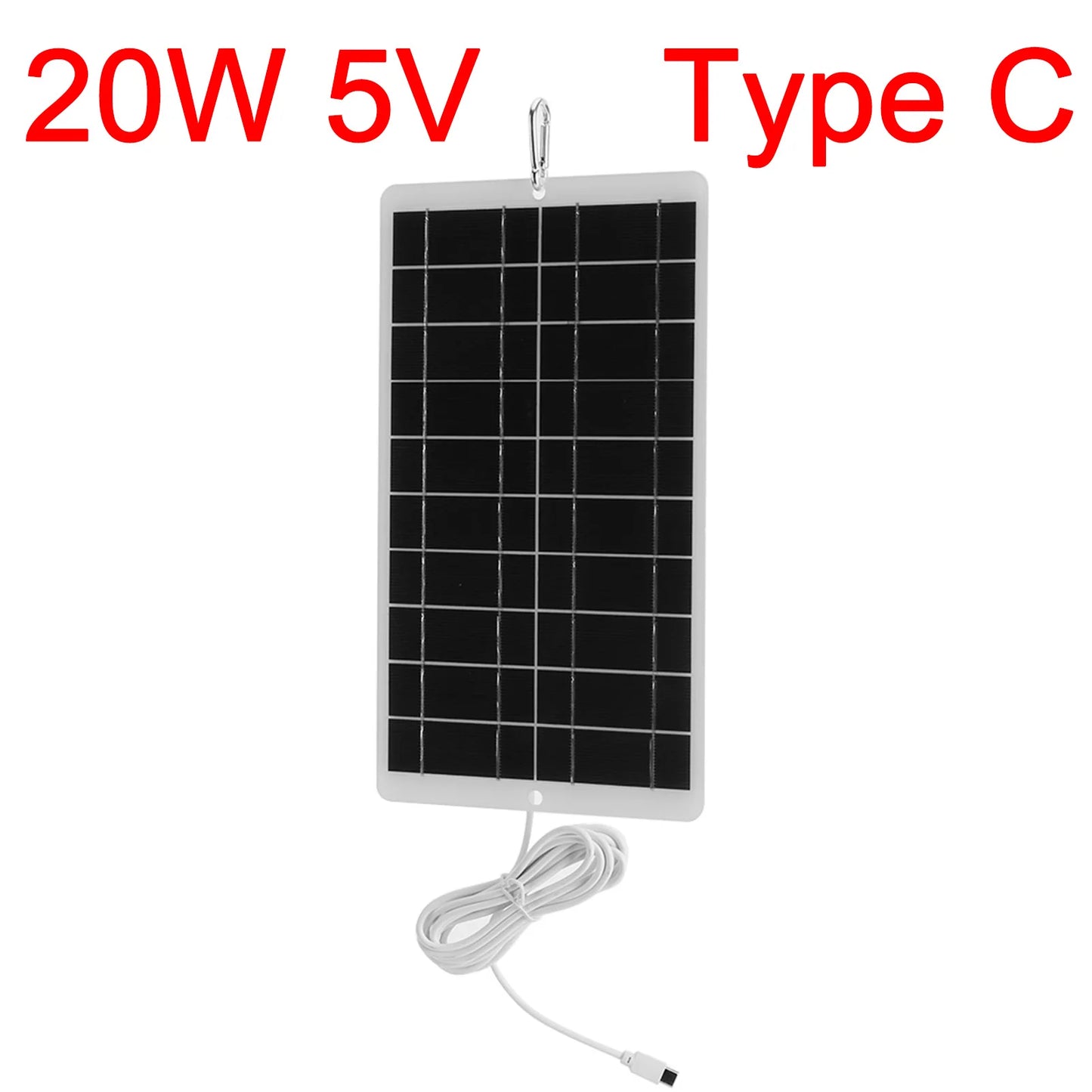 20W 5V Battery Charger Solar Panel Waterproof 1600MA Outdoor Solar Panels Type-C Output Scratchproof 3V-5V Mobile Phone Chargers