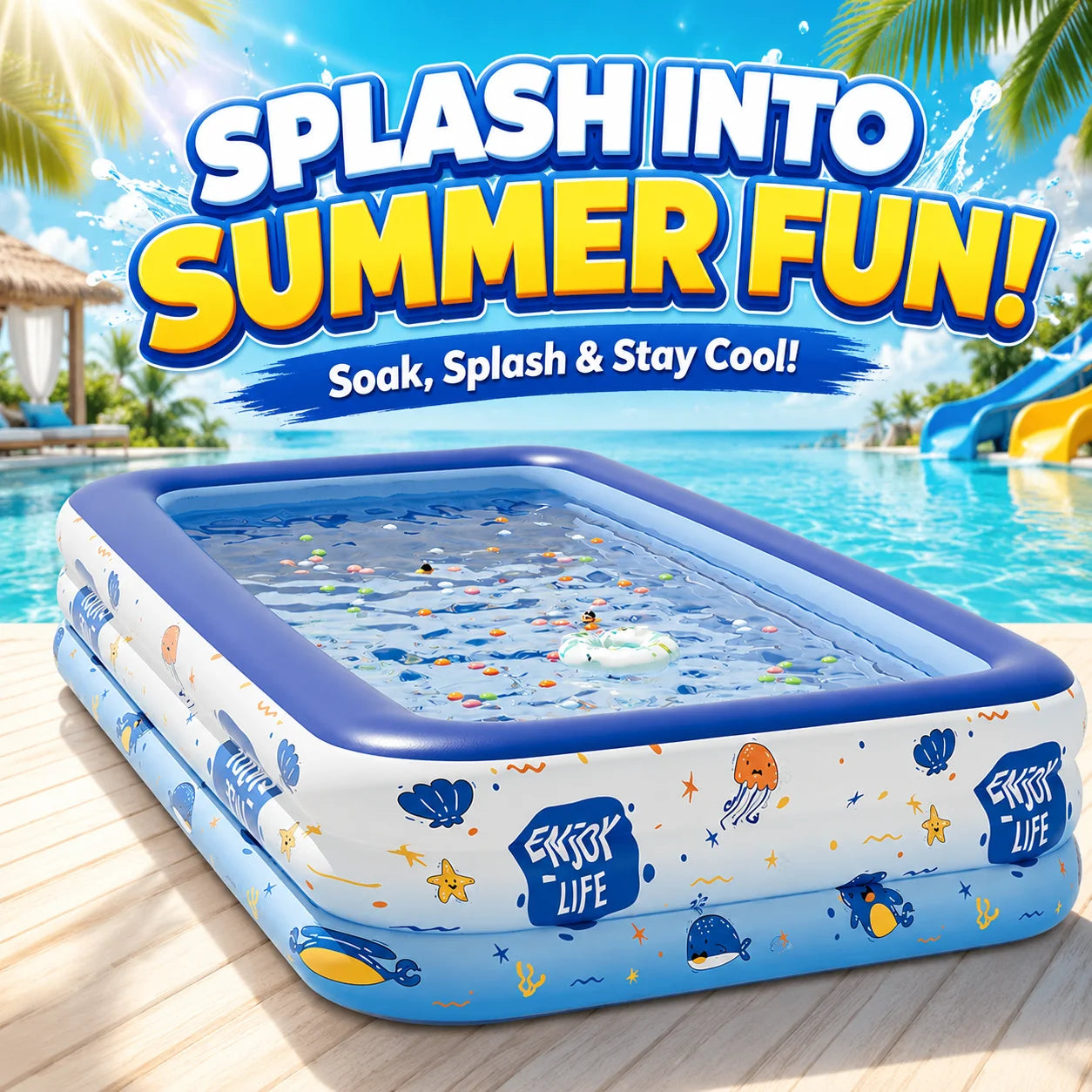 1PC Swimming Pool for Family Pattern Blue Big Inflatable Large PVC Pools Baby Swimming Pools Indoor Outdoor Toddler Bathtub