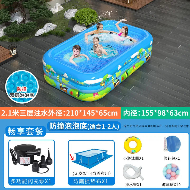 Large Foldable Inflatable Swimming Pool for Kids Adults Baby Family Indoor Outdoor Backyard Thickened Durable Summer Fun Pool