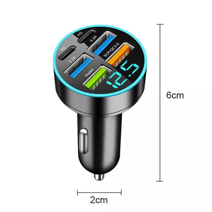 100W Super Fast 4-Port Car Charger for Mobile Phone High-Speed Vehicle Charging Station with Multiple Devices Charging Capacity