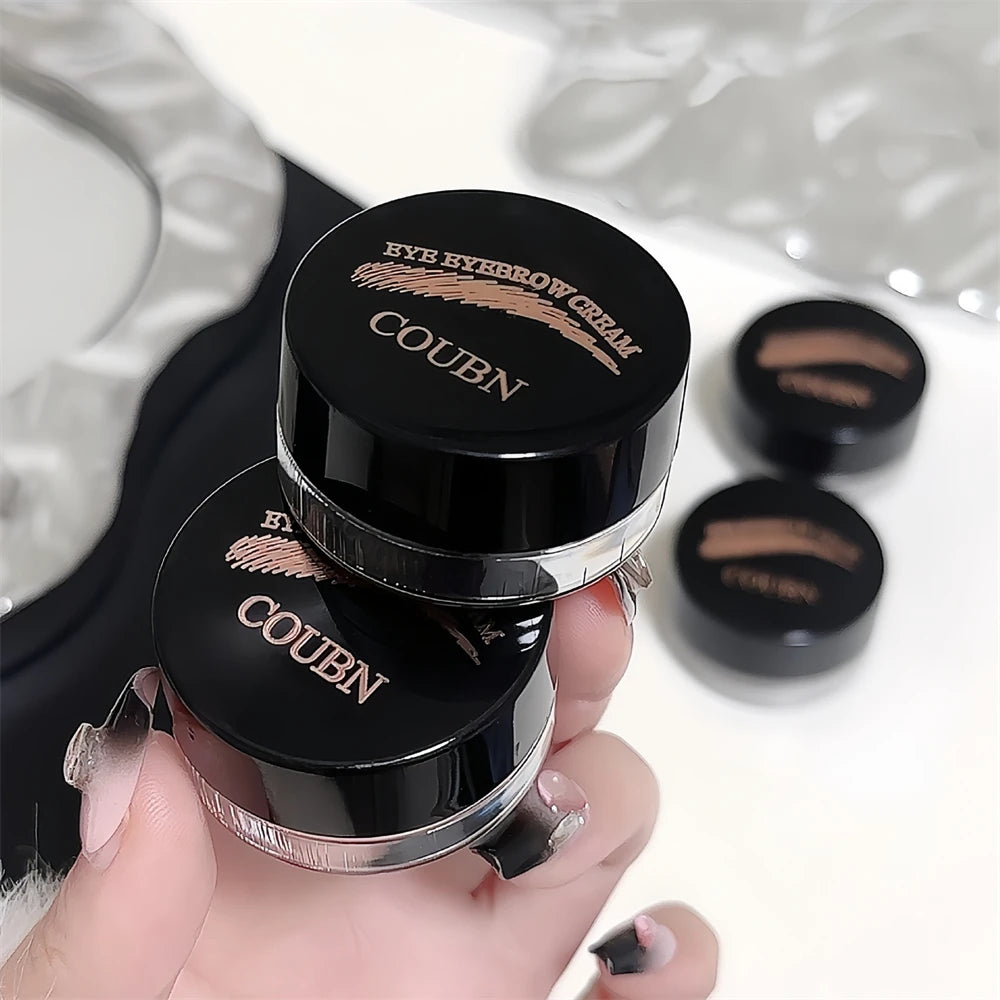 Two-Tone Matte Eyebrow Cream With Brush for Eyeliner & Eye Brow Waterproof Sweat Proof Wild Eyebrow Gel 3D Natural Tint Makeup