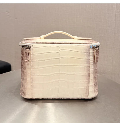 Luxury Embossed Crocodile Leather Makeup Bag Travel Toiletry Organizer Portable Cosmetic Pouch Women Storage Practical Durable
