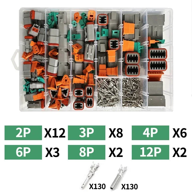 Boxed Deutsch Type DT Connector Kit Waterproof Wire DT Series Connector Set Box DT06/DT04 2/3/4/6/8/12 Pins Sealed Plug