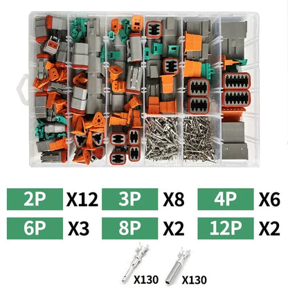 Boxed Deutsch Type DT Connector Kit Waterproof Wire DT Series Connector Set Box DT06/DT04 2/3/4/6/8/12 Pins Sealed Plug