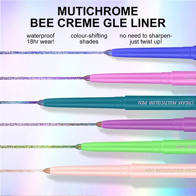 Pearlescent Aurora Purple Eyeliner Pen Chameleon Metallic Eye Liner Shiny Eyeshadow Lying Silkworm Green Blue Makeup Pigment