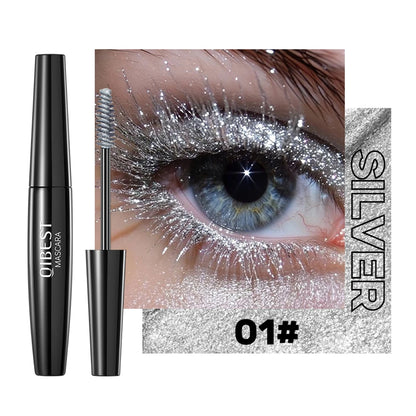 Glitter Diamond Mascara Waterproof Smudge-Proof Volumizing Lengthening Sparkling Snowflake Flake Clump-Free Lasting Party Makeup