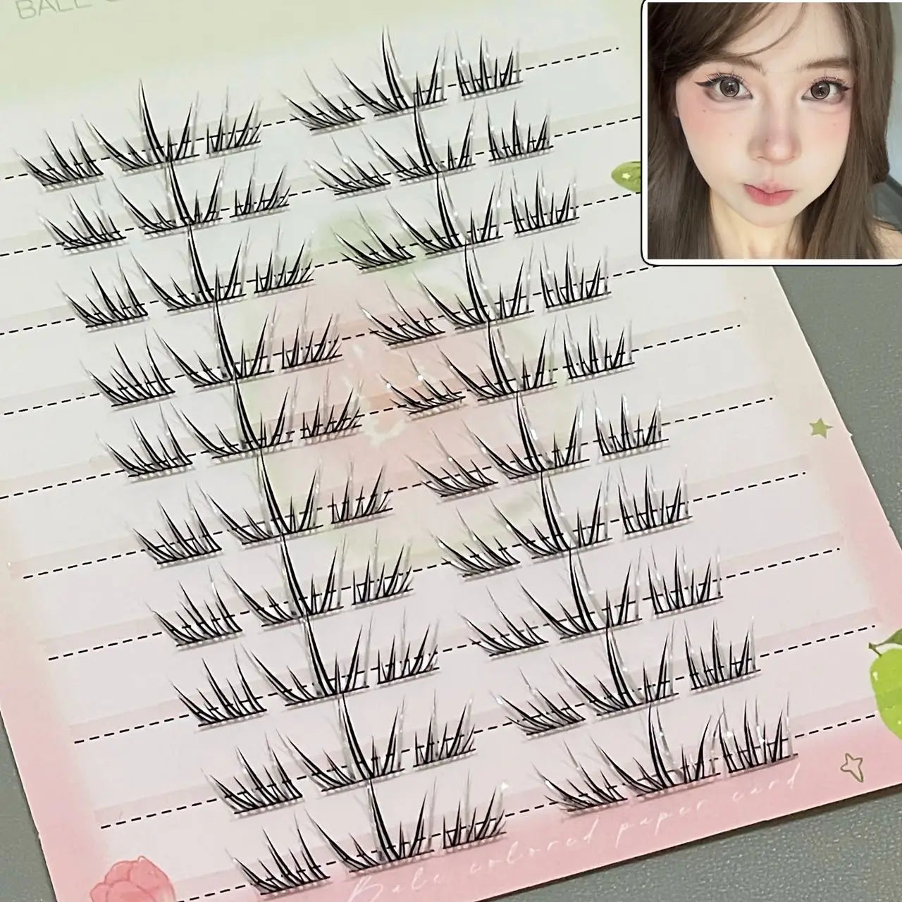 DIY Cluster Punk Silver Black Self-adhesive Glue Free False Eyelashes Segmented Thin Stems Halloween Makeup Girl Lashe Extension
