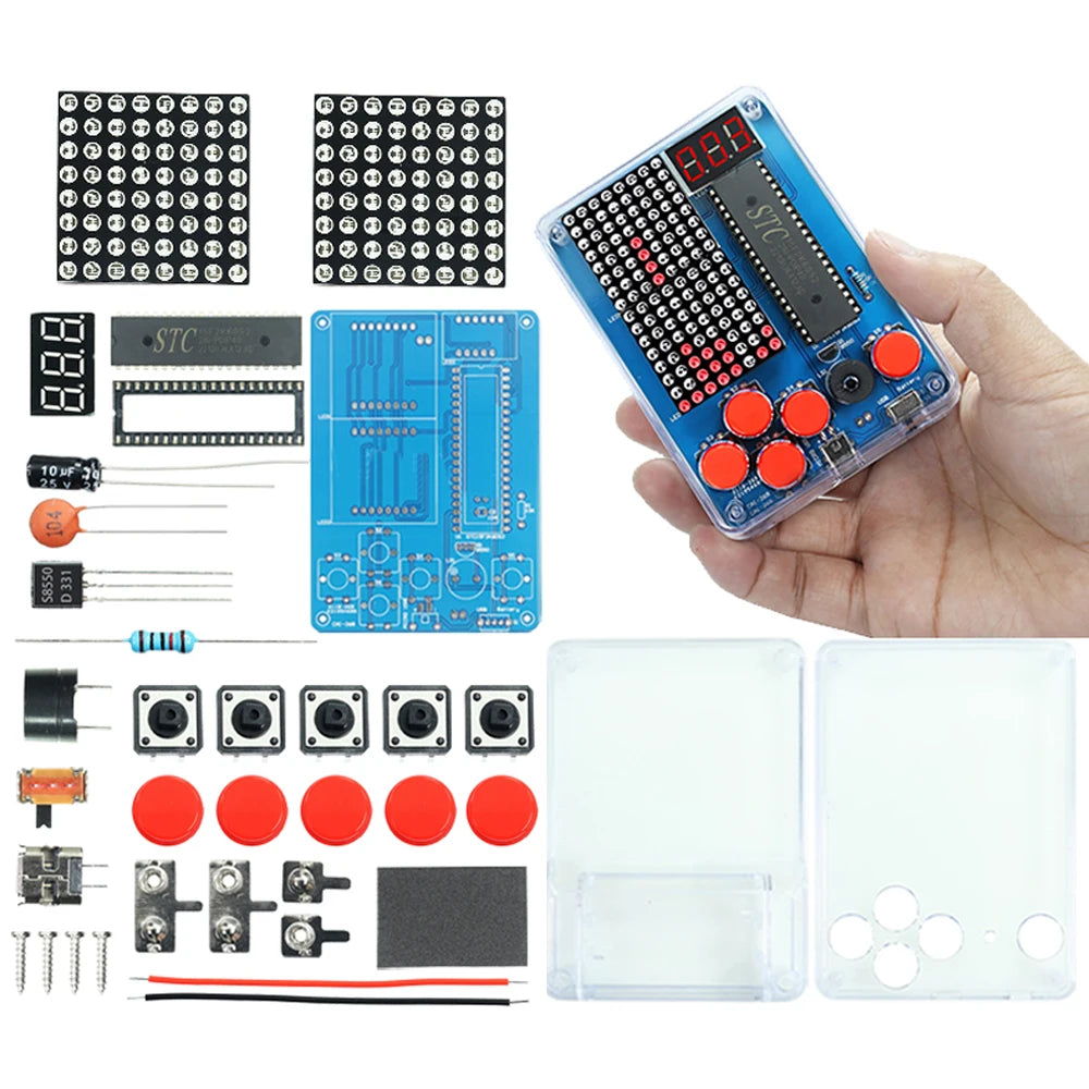 DIY Kit Electronic Pixel Game Console LED Dot Matrix Digital Tube Display DIY Soldering Kit STC15F2K60S2 MCU Double-Sided PCB