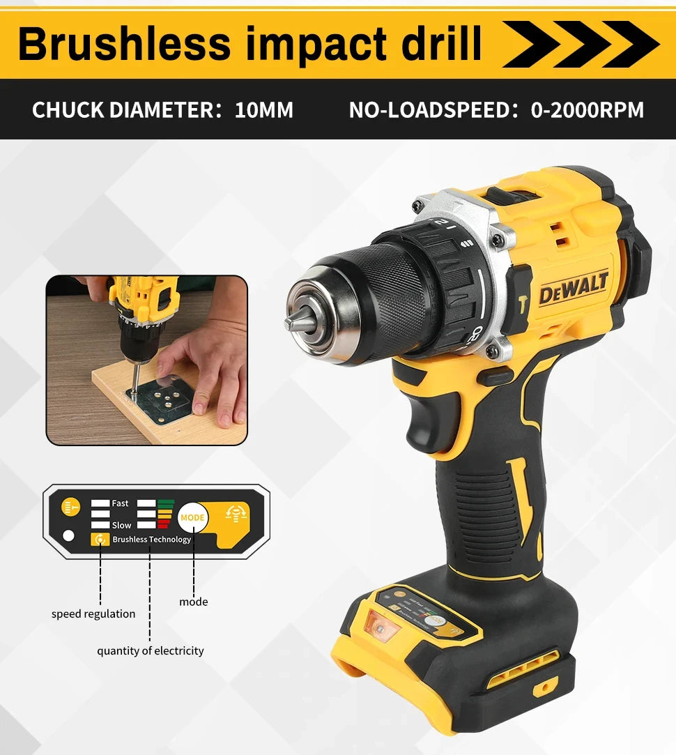 DEWALT DCD805 20V Impact Drill Cordless Electric Power Tools Brushless Screwdriver Multi-Function Hand Drill