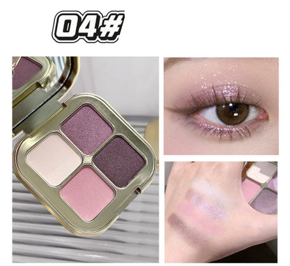 KAKASHOW 4 Colors Eyeshadow Palette Matte Shimmer Pearlescent Glitter Eye Shadow Long Lasting Easy To Color Eyes Makeup Palette
