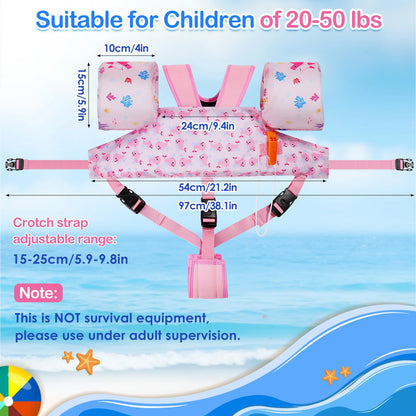 Kids Swimming Vest Toddler Floaties Arm Band Floaties with Adjustable Strap Swim Jacket Water Wing Pool Float Learning Swim