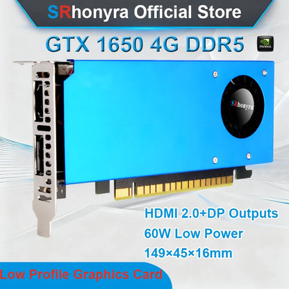 SRhonyra Geforce GTX 1650 4GB Low Profile Graphics Card,GDDR5 PCIe 3.0 X16 128 Bits Video Card Compatible SFF/Thin ITX/HTPC PC