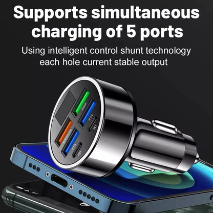 100W Super Fast 4-Port Car Charger for Mobile Phone High-Speed Vehicle Charging Station with Multiple Devices Charging Capacity