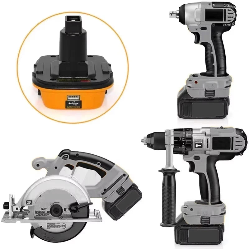DCA1820 USB Adapter for Dewalt，Tools Convert for Dewalt 20V Lithium Battery to for Dewalt，18V NiCad NiMh Replace Battery Tools