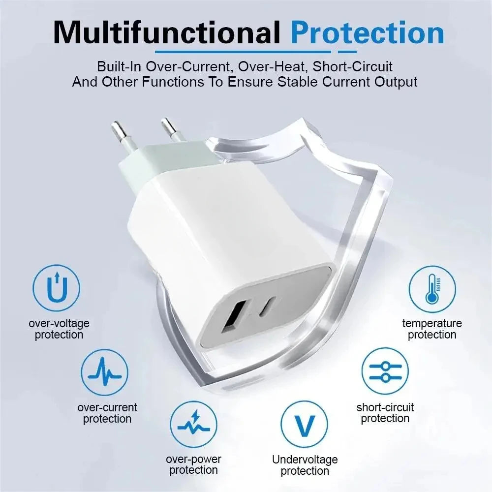 For iPhone Fast Charger 20w+20w Wall Type C Charging Cable Mobile Phone Compatible For IPhone 14 13 12 11 Pro Max XR XS X 7 8