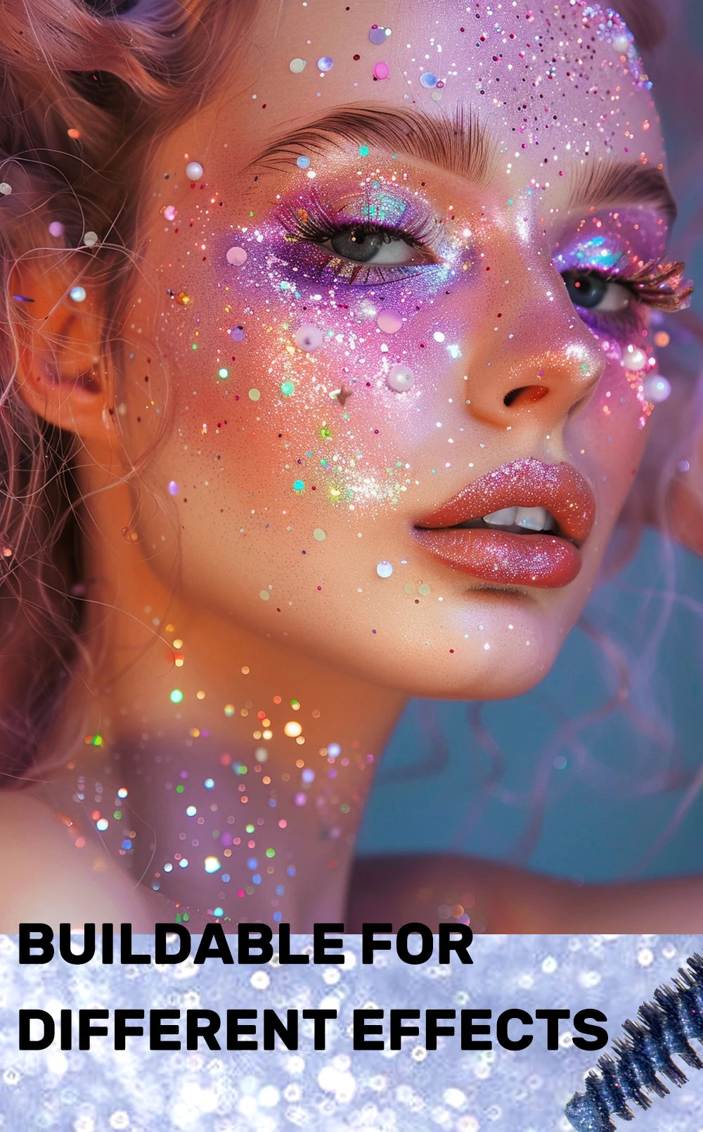 Glitter Diamond Mascara Waterproof Smudge-Proof Volumizing Lengthening Sparkling Snowflake Flake Clump-Free Lasting Party Makeup