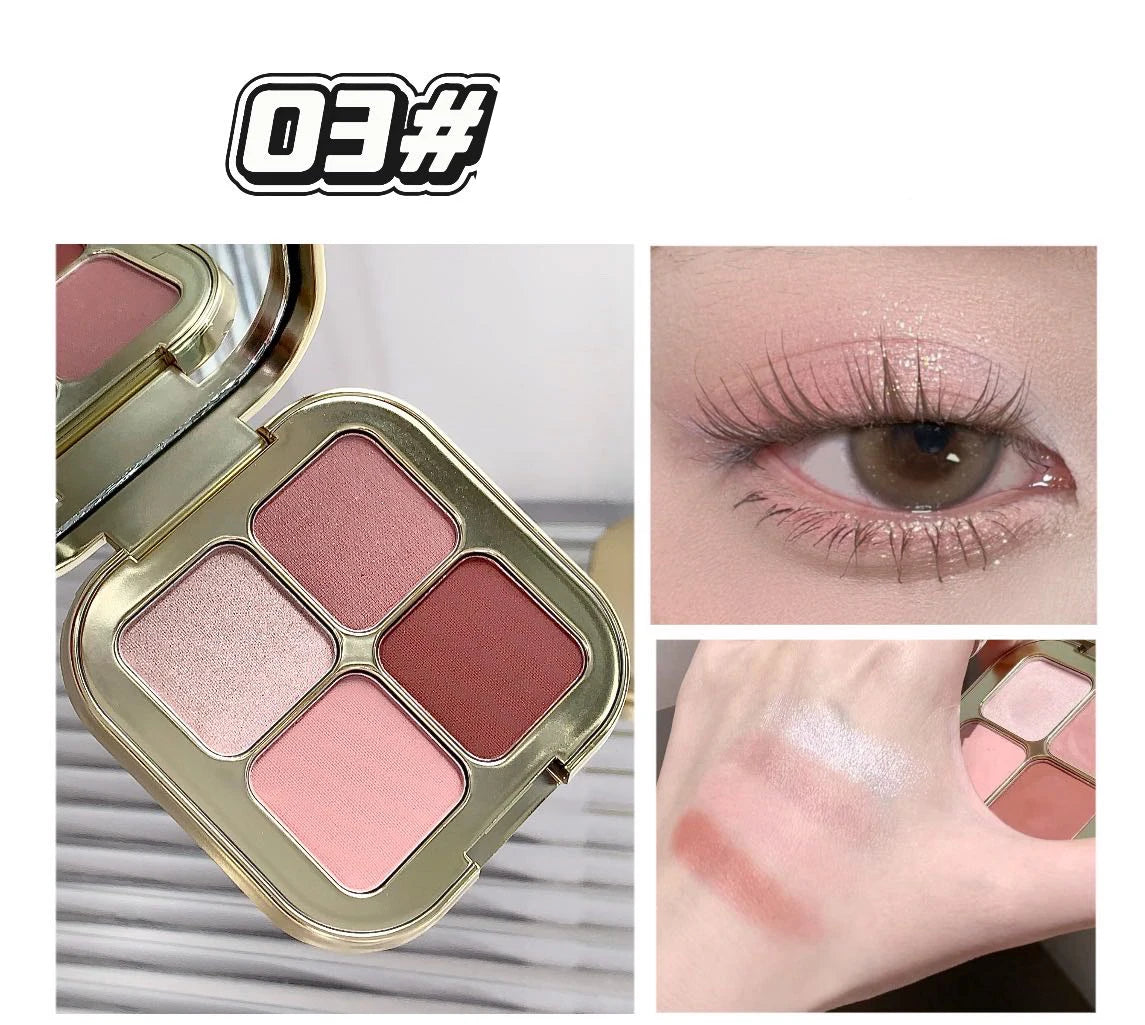 KAKASHOW 4 Colors Eyeshadow Palette Matte Shimmer Pearlescent Glitter Eye Shadow Long Lasting Easy To Color Eyes Makeup Palette