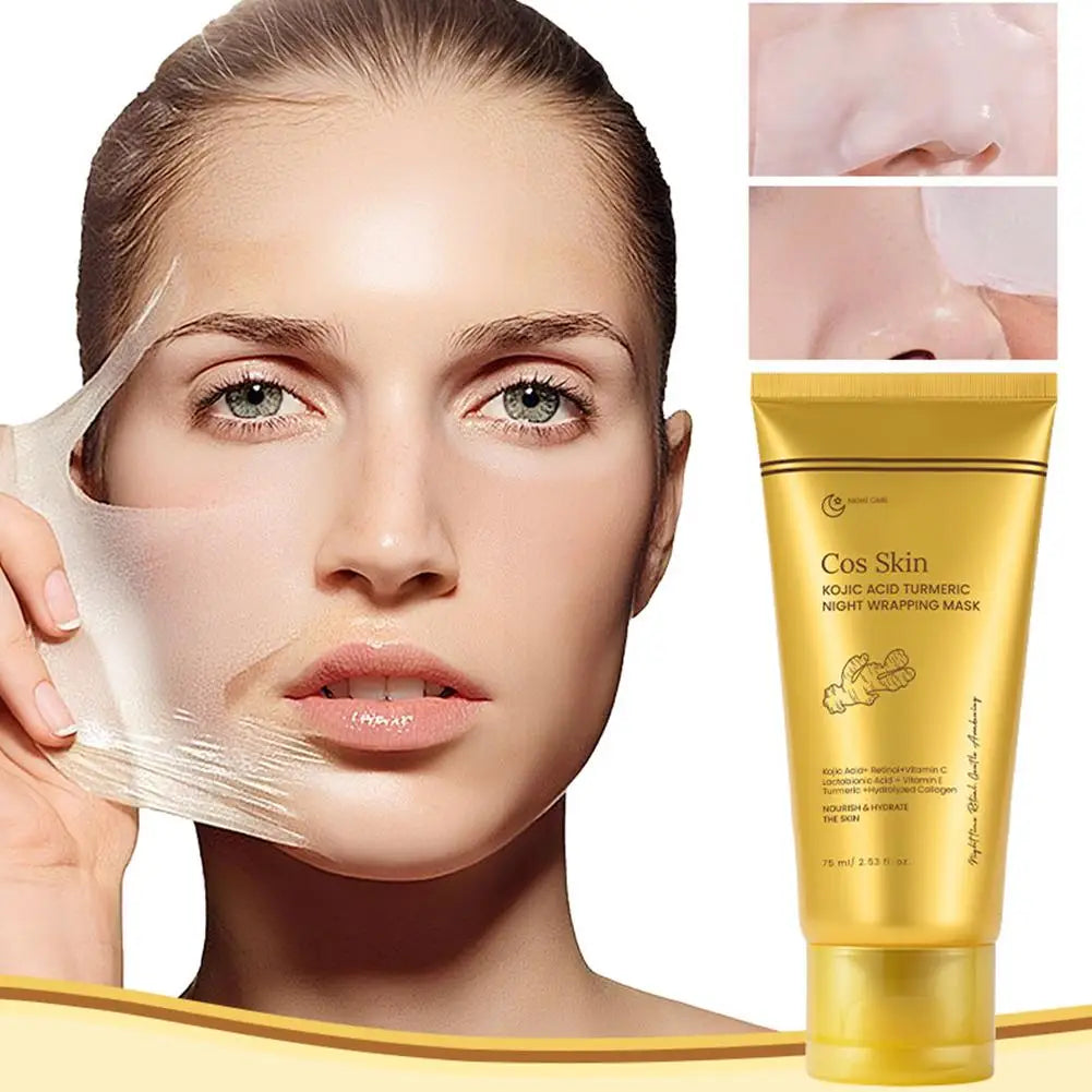 Kojic Acid Turmeric Overnight Wrapping Peel Off Mask Kit Nourish Hydrolyzed Collagen Glowing Skin Refresh Skin Firming Skincare