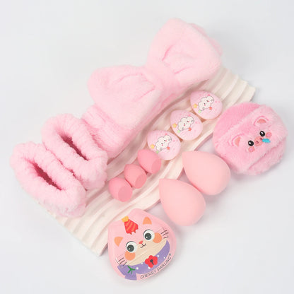 Embroidered Powder Puff Headband 13-Piece Set, Suitable for Applying and Setting Makeup, Suitable for All Skin Types