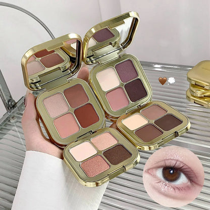 KAKASHOW 4 Colors Eyeshadow Palette Matte Shimmer Pearlescent Glitter Eye Shadow Long Lasting Easy To Color Eyes Makeup Palette