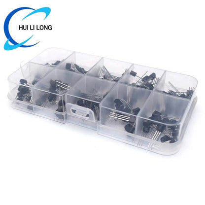 200Pcs Transistor Assortment PNP NPN TO-92 Transistor Kit Assortment Box BC327 BC337 BC517 BC547 BC548 BC549 BC550 BC556 BC557