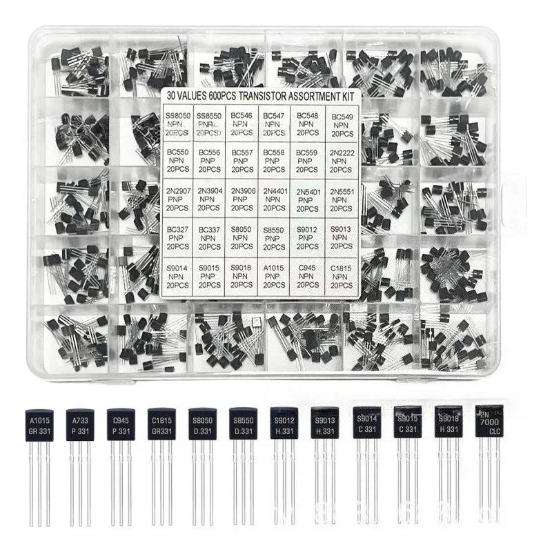 600PCS TO 92 Transistor Assortment Kit 30 Values 20PCS Each NPN PNP Through Hole DIY Electronic Components