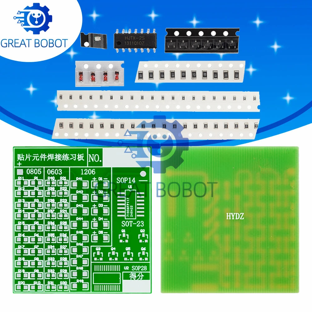 lectronic SMT SMD Component Welding Practice Board Soldering DIY Kit Resitor Diode Transistor By Start Learning