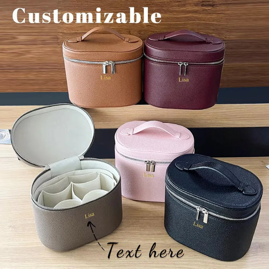 Large Capacity PU Leather Makeup Bag Portable Makeup Box For Women Girls Travel Toiletry Cosmetic Organizer