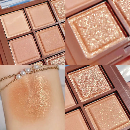9 Color Chocolate Eyeshadow Palette Matte Pearlescent Glitter Glitter Earth Eyeshadow Makeup