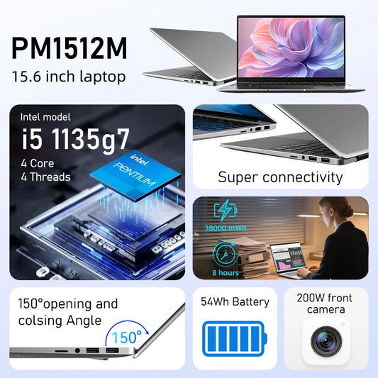 Markut Laptop 15.6 Inch Portable Notebook With Intel CPU I7-1165G7 No RAM No SSD 1920*1080 FHD Display Laptop - German Keyboard
