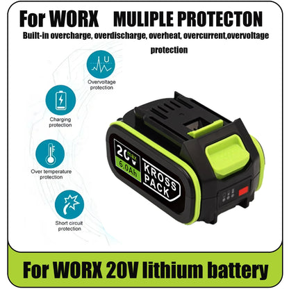 Hot For WORX WA3520 6000mAh/8000mAh Li-ion Battery For dewalt tools for WORX 5pin WA3525 20V Cordless Power Tool Model Battery
