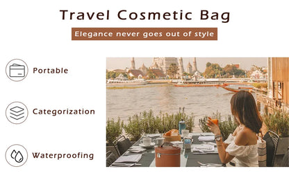 Large Capacity PU Leather Makeup Bag Portable Makeup Box For Women Girls Travel Toiletry Cosmetic Organizer