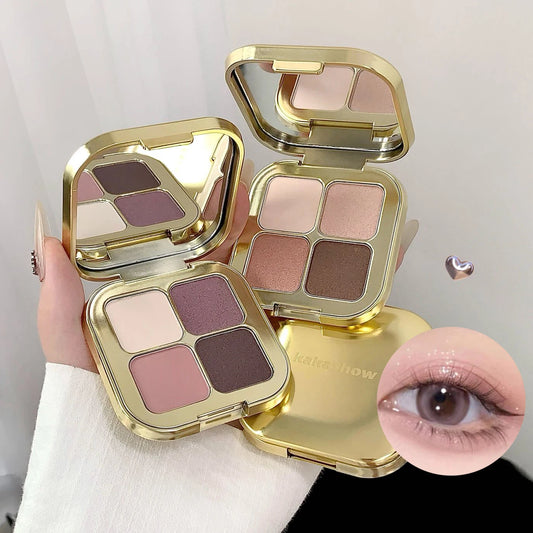 KAKASHOW 4 Colors Eyeshadow Palette Matte Shimmer Pearlescent Glitter Eye Shadow Long Lasting Easy To Color Eyes Makeup Palette