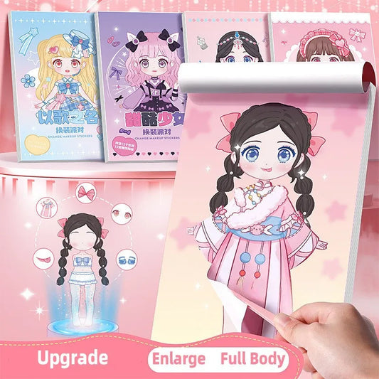 DIY Dress Up Sticker Girl Paper Doll Quiet Book Sweet Cool Girl Star Doll Change Clothes Scrapbook Craft Children's Makeup Book