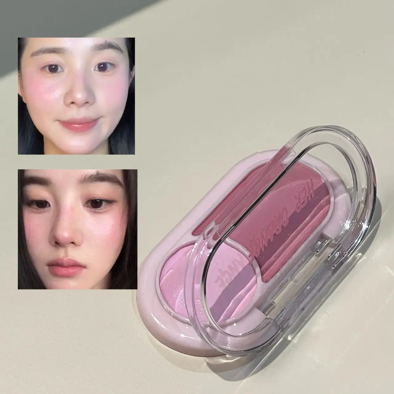 Water Light Peach Cream Blush Two-tone Face Brightening Orange Pink Blusher Plate Makeup Lasting Moisturizing Cheek Tint Rouge