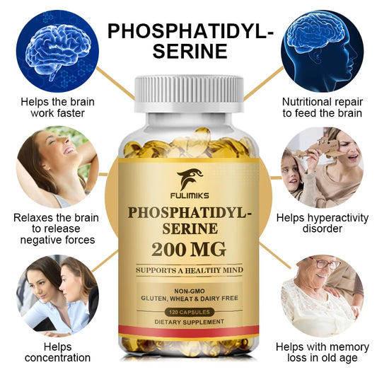 Advanced Phosphatidyl Serine Supplement, for Memory, Cognitive, Concentration, Reduces Stress Hormones & Fatigue, Sharp Focus